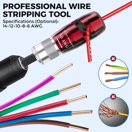 Wire Stripper Tool for AWG, 14-12-10-8-6 Gauge Wire Twister Tool for Drill, Electric Wire Stripper Stripping Twisting Tool, Cable Quick Stripping and 25PCS Cable Wire Connectors Nuts Electrician Tool