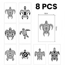 AstraGlam 8 Stück Temporäre Tattoos Schwarz Tribal Maori Sea Animal Tattoo Temporäre Tattoos Wasserdicht Körpersticker Männer Frauen Party Dekorationen Fake Tattoo