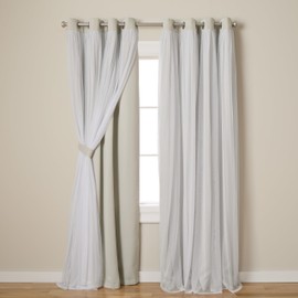 TOWN & COUNTRY LUXE Talia Double Layer Indoor Curtains, Sheer and Room Darkening Blackout, Grommet Top, Energy Efficient, 2-Pack Set, 52"W x 84"L (Pack of 2), Cloud Grey 2 Piece