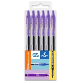 Pilot G-2 Retractable Gel Ink Rollerball Pens - 0.7mm Nib Tip - Wallet Set of 6 - Violet Ink