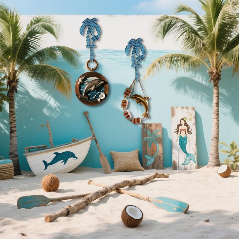 Neletao Palm Tree Cast Iron Wall Hooks Outdoor Towel Hooks