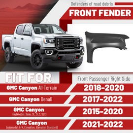JMTAAT Front Right Fender Compatible with 2015-2022 GMC Canyon Replacement for 23373628, GM1241405 Primed Steel - Passenger Side