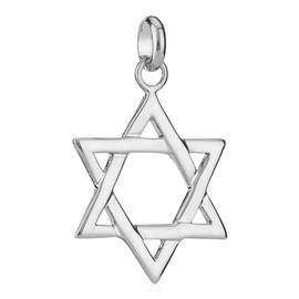 NKlaus 925 Sterling Silver Pendant Star of David Hexagram Rhodium-Plated Charm Chain 20 x 20 mm 5065, Sterling Silver, No Gemstone