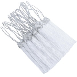 Silky Bookmark Tassels DIY Craft: 20pcs Small Handmade Pendant for Projects Supply, Sewing, Key, Garlands Trim, Keychains, Bags, Earrings Jewellery Making and Home Furniture Decor (White)