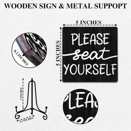 Farmhouse Bathroom Decor, Please Seat Yourself Sign, Funny Home Decor, Bathroom Shelf Toilet Restroom Home Tabletop Desk Decor, Cubicle Accessories, 5x5 Inches-A07