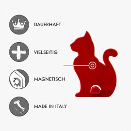 KalaMitica - Set of 2 Hooks for Magnetic Wall Board with Strong Magnet - Red Cats