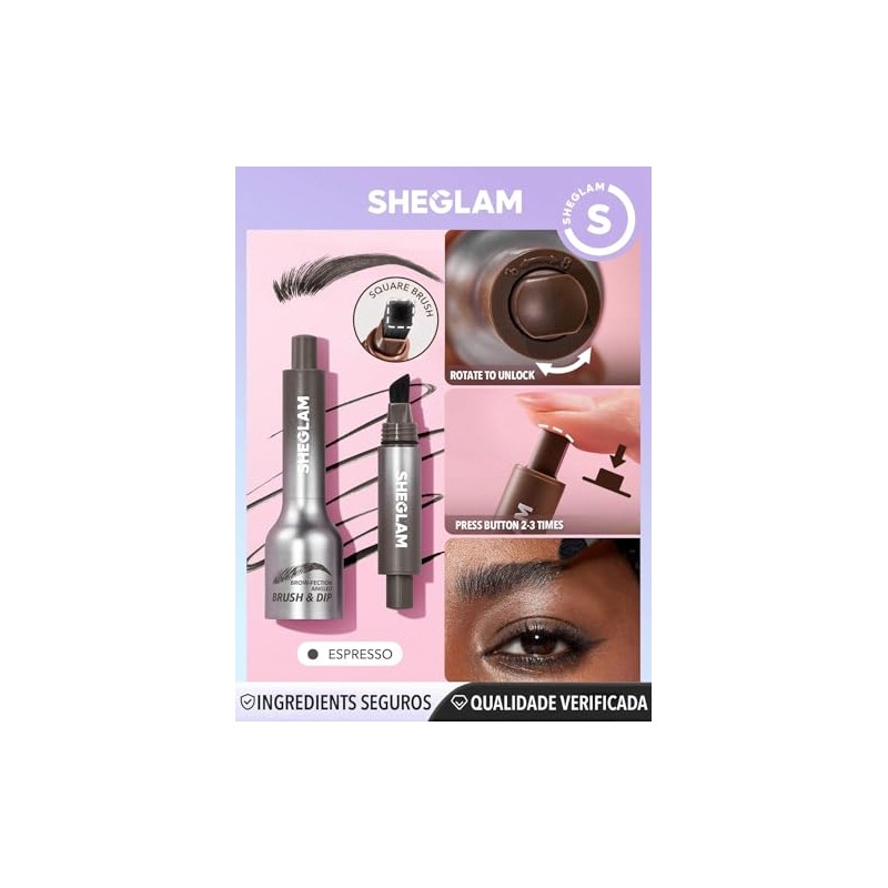SHEGLAM Brocha y Dip en ángulo para fección de cejas-Espresso