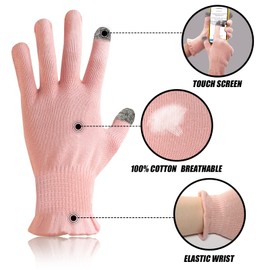 Donfri Cotton Gloves Touchscreen Work Gloves Neurodermatitis Thin Moisturising Gloves for Dry Hands, Eczema, Beauty (Size S)
