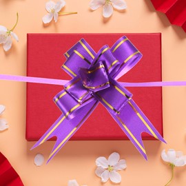 M METERXITY 200 Pack Pull Bows - Gift Wrap Pull Bows Basket Presents Bows Gold Thread Style Ribbon Apply to Wedding/Birthday/Party (3.3inch 10 Color)