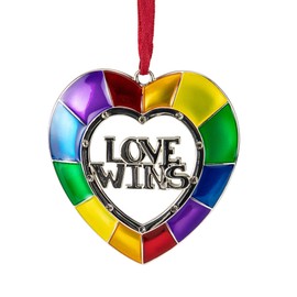 Northlight 3" Faceted Love Wins Pride Heart Christmas Ornament with European Crystals