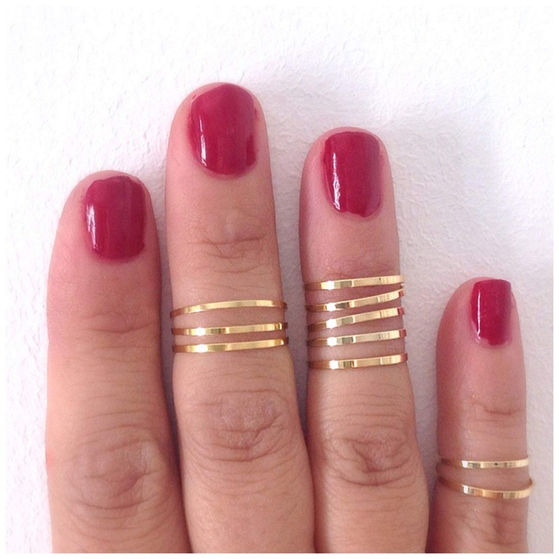 Knuckle Ring -Above knuckle Ring-Set of 6- Gold Ring-Midi Ring-Thin