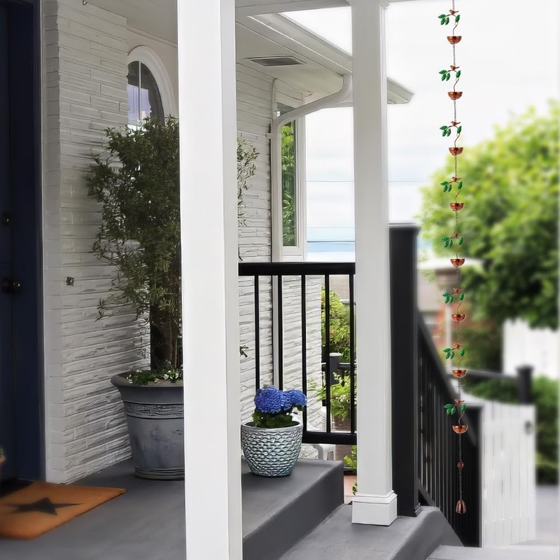 dreamysoul Rain Chains for Outside, Leaves and Bird Decorative Rain