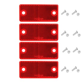 DARKGUARD Rectangular Reflectors Screw-On Red Rear Square Reflector Screw-On Rear Reflector for Tractor Diffusion Disc Trailer Cat's Eye, E9 Certification Mark 90 x 40 x 8 mm (Red Square Screws, Pack