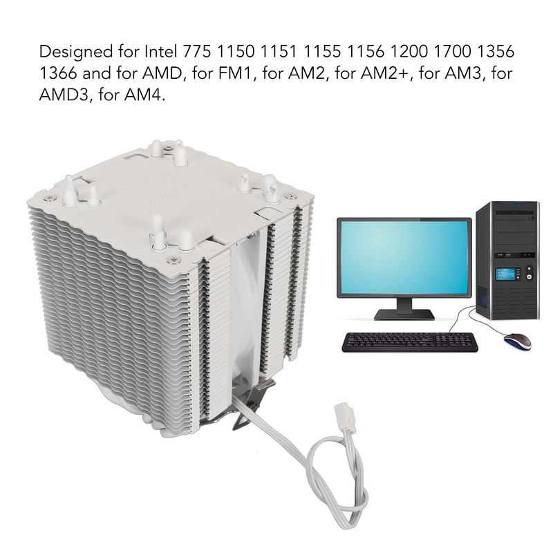 CPU Air Cooler 3.5in Dual Tower 6 Heat Pipes 3pin