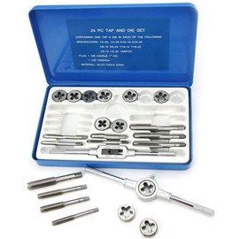 NORTOOLS Alloy Steels Tap and Die Set SAE Inch Sizes Essential Threading Home Tool Cutting Threads Gauge Kit with Storage Case for Occasional Use 24/40-Piece