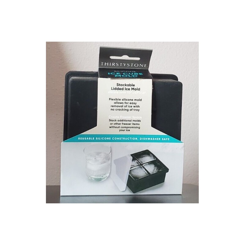 Thirstystone by Cambridge Large 4-Cube Silicone Ice Mold Creates 2.5"