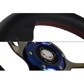 JDM Titanium 350mm automobile repacking Racing Steering wheel 6 Bolt PVC Leather alloy Drift Racing Steering Wheel with Red Stiched