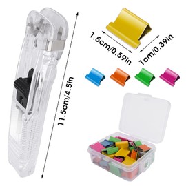 Prasacco Paper Clam Clip Dispenser with 50 Pcs Small Binder Clips, Portable Handheld Clam Clip Dispenser Stainless Steel Refill Paper Clips for Home School Office Document Supplies