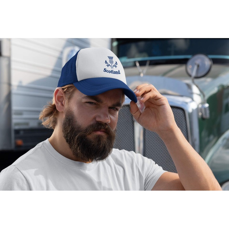 Super Lemon Scotland Scottish Truckers Hat Cap Blue/White