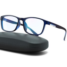 Men Blue light Glasses with hard case Blue light glasses Dark Blue