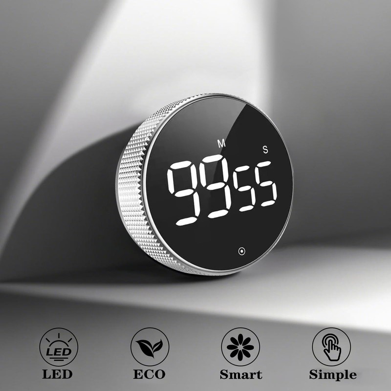 Rotating Timer with Large LED Display, Magnetic Countdown & Countup