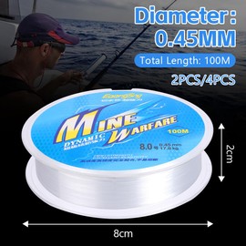 Flintronic 4Pcs Fish Line, 100 Meters Nylon Fishing Wire, 0.45mm Diameter Clear Monofilament Fishing Wire, Invisible Fish Line for Fishing Hanging decorations Crafts