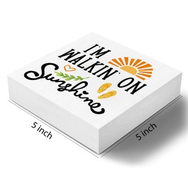Summer Sign, Summer Decor, Summer Decorations for Home, Sun Sunshine Decor Decorations, Summer Office Desk Bookcase Cubicle Shelf Decor, I'm Walkin on Sunshine Sign 5 x 5 Inch