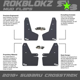 Rokblok Mud Flaps for 2018-2023 Subaru Crosstrek - Multiple Colors Available - Mud Guards are Custom Cut and Fit - Includes All Mounting Hardware (Red with Black Logo)