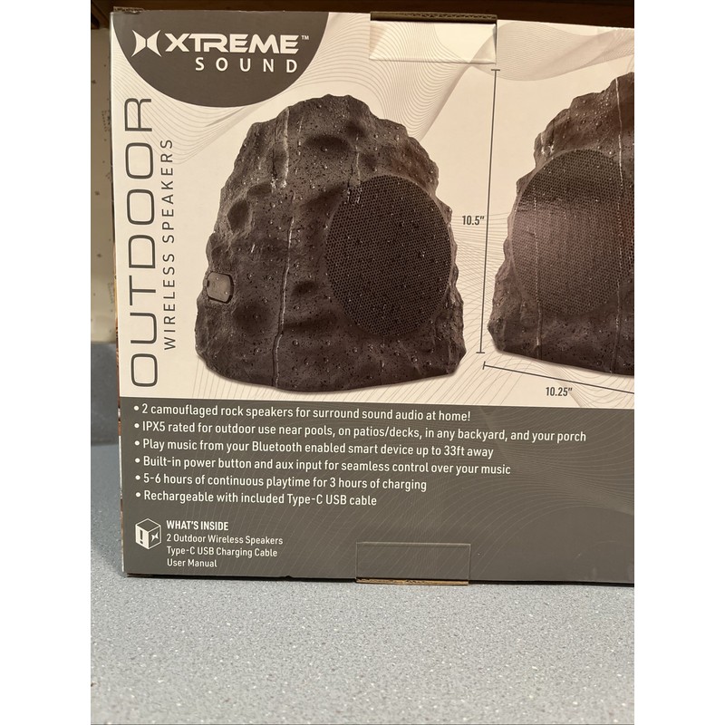 TWS Wireless Bluetooth Stereo Rock Speaker 2 Pack Outdoor IPX5