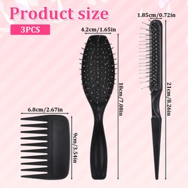 3 Pcs Wig Brush Comb Set Wide-Tooth Wig Brushes for Synthetic Professional Extension Comb Edge Brush Wire Hair Extension Brushes