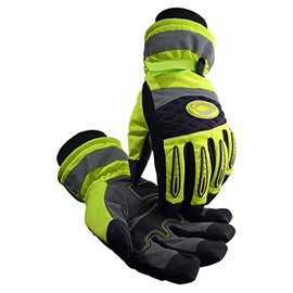 Caiman Hi-Vis Synthetic Leather Palm Winter Gloves, Heatrac Insulation, Padded G-Grip Patches, Kontour Design, Hi-Vis Yellow, Large (2991-5)