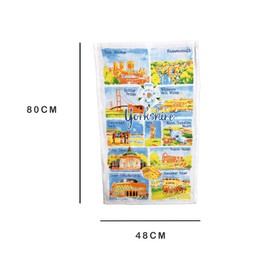 Beyond Happy High Definition 100% Cotton Yorkshire Landmarks Tea Towel – Heavy Duty Souvenir Gift for English Kitchen - Yorkshire Kitchen Towel