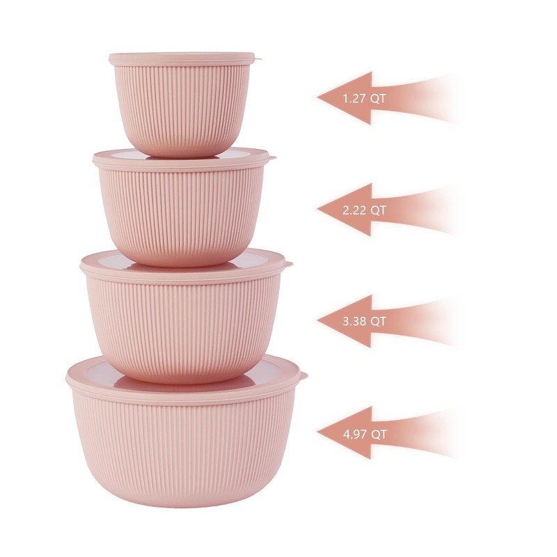 BoxedHome 4.97 Quarts Mixing Bowls with Lids Set, 4 Packs