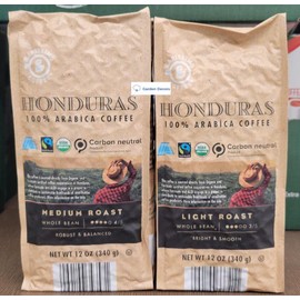 Barissimo Honduras Light & Medium Roast Whole Bean 12oz 340g (Two Bags)
