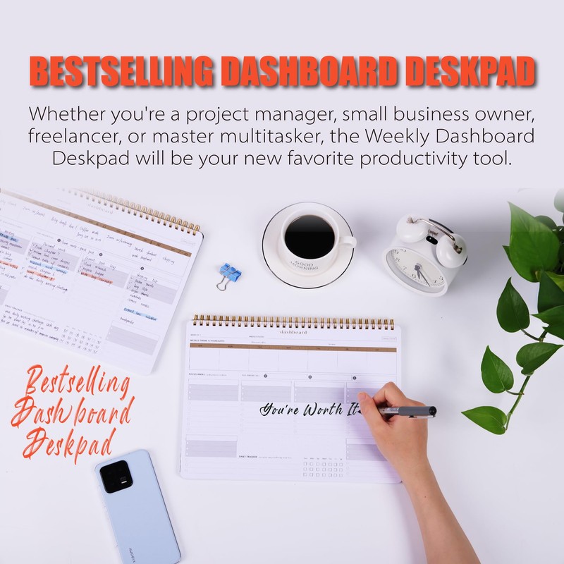ZERONE CENTRE Productivity Weekly Planner - 54 Sheets Dashboard Spiral