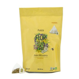 FLOR DE LA PAZ, Pureza, Té Herbal 100% Orgánico y Sustentable, Infusión de Manzanilla Pura, Té Relajante y Antiinflamatorio, 70 Bolsitas de Té