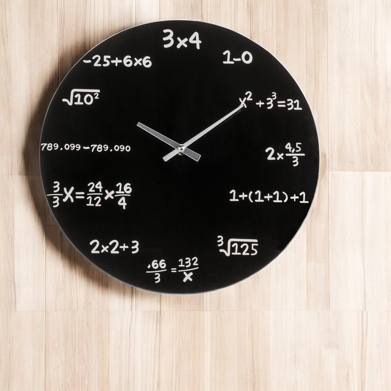 MIJOMA Black Glass Wall Clock Mathematic - Diameter 35 cm