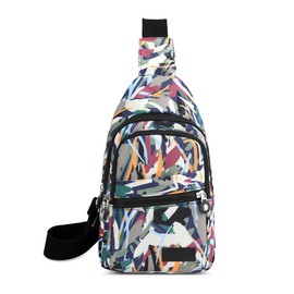 FOLOVEYA Fashion Chest Bag Women Small Sling Bag Cross Body Bag Ladies Casual Shoulder Bag Lightweight Sling Backpack Polyester for Cycling Hiking Travel Outdoor Sports Pattern G