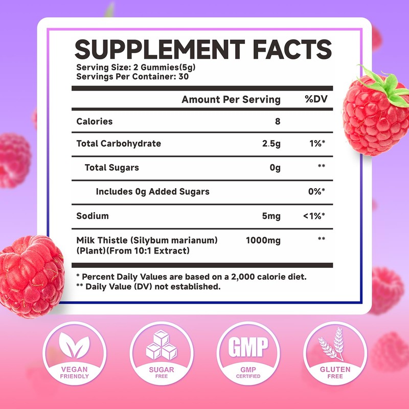 2 Pack Milk Thistle Gummies, Milk Thistle Extract for Antioxidant