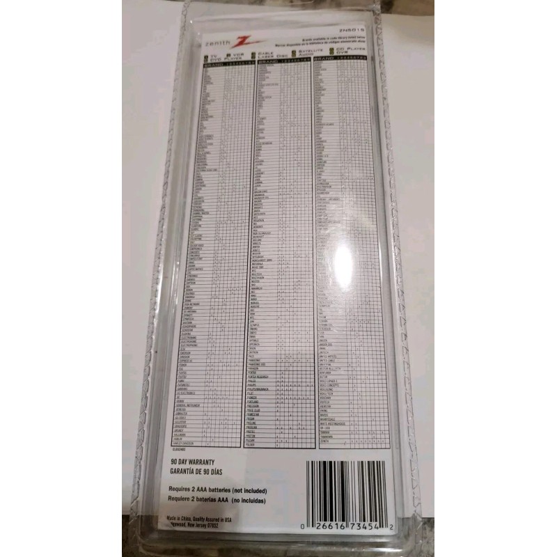 Zenith New Zenith ZN501S Universal Remote