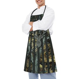 Grtfcolr Camo Deer Hunting American Flag Apron with Pockets, Funny Bbq for Cooking, Stain-Resistant and Adjustable Strap Funny Cute Waterproof Aprons for Women and Men(27.5 x 33 Inches)
