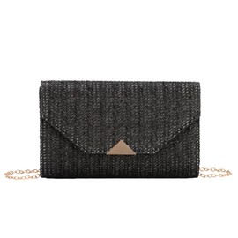 HomKuch Women's Straw Clutch Purse Woven Summer Beach Clutch Purse for Wedding Party Prom Travel, black