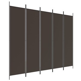 vidaXL 5-Panel Room Divider- 98.4"x78.7"- Durable, Extendable & Foldable Design- Brown Polyester Fabric Screen for Privacy & Sunlight Protection
