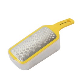 DELISH KITCHEN CC-1781 Pearl Metal Grater Daikon Grater with Container, Light Force Easy, Yellow