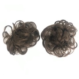 Sweet Kiss, Curled, Scrunchy, Small (Set of 2), Shichi-Gosan, Hair Ornament, Hair Bun Wig, Point Wig, Bun Hair, Bulk Hair Chignon, Light Brown
