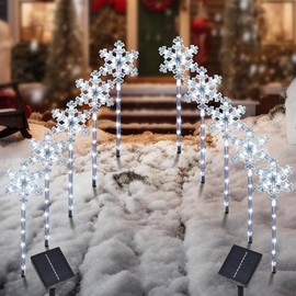 AOUNQ Solar Christmas Pathway Lights Outdoor Decorations, Upgrade 12 Pack Solar Snowflake Lights Outdoor with 8 Lighting Mode, Waterproof Xmas Garden Lights for Patio Yard Porch Lawn, (White)
