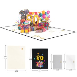 GREETING ART 80th Birthday Card, 80th Birthday Decorations for Women Men,80th Birthday Pop Up Card for Husband Wife,80th Birthday Gifts for Brother Sister,80th Birthday Card for Dad Mom