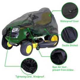 IC ICLOVER Lawn Tractor Cover, Outdoors Riding Lawn Mower Cover Fits Decks up to 44" Made with 210D Polyester Oxford Heavy Duty Durable UV and Water Resistant All Season Protection with Drawing Cord