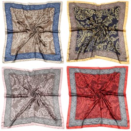 Hophor Women 4PCS Large Satin Hair Scarf Silk Feeling Square Headscarf for Sleeping 35 x 35 inches