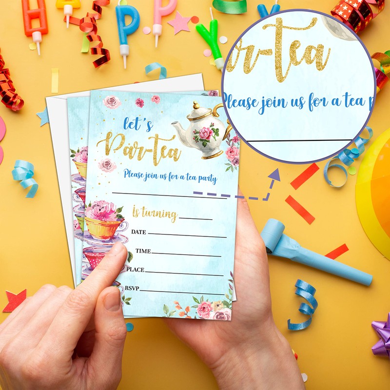 Floral Tea Party Birthday Invitation, Let's Par-Tea Garden Tea Cup